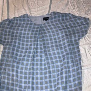 Emporio Armani Blue and Gray Plaid Top